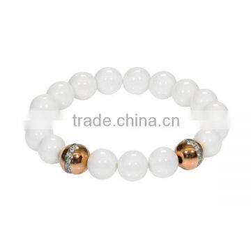 2016 fashion white ceramic beads jewelry bracelet with gold beads jewelry wholesale china