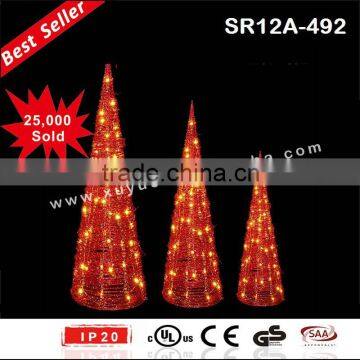 3pcs rattan LED Christmas cones set