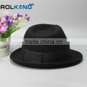 Popular Mens Black Wool Felt Fedora Hat photo-2