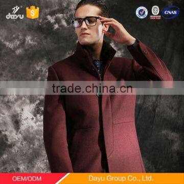 Wine red british style fleece jacket men wool cashmere jacket winter cashmere wool coat overcoat