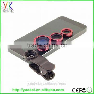 2015 Clip Universal 3in1 Clip Fish Eye Lens Wide Angle lens Macro Mobile Phone Lens For iPhone 4 5 6 Samsung S4 S5 S6 MOTOROLA