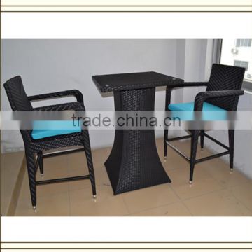 2 positions Black rattan bar chair and table (B720)