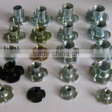 zinc plated 4 prongs tee nuts