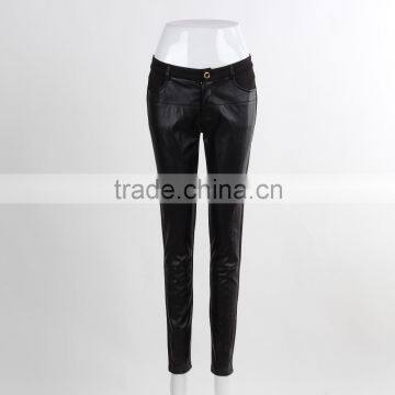 F5W30181 Women Custom Black Leather Panel Sweat Pants