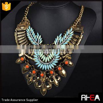 Boho Style Tibet Silver Feather Shape Alloy Necklace,Turkish Indian Alloy Necklace Statement Necklace photo-2
