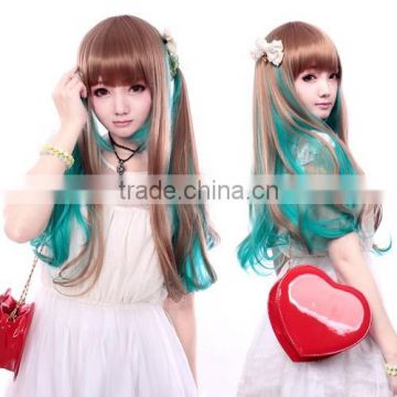 Factory price beautiful zipper synthetic long wigs