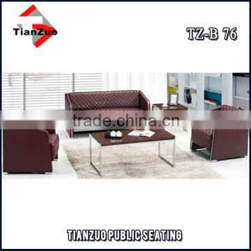 Maroon color leather office two seat sofa