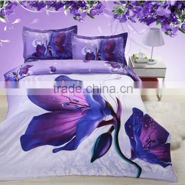 cotton/polyester 4pcs bedding set beige rose flower 3d luxury bedding set