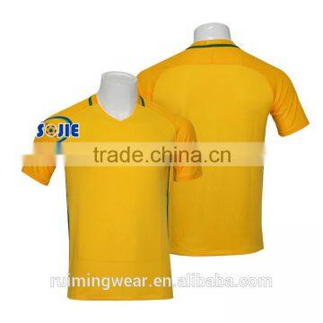 2016 Euro Cup Yellow Color Dry Fit Adults Full Soccer Kits for Men With Good Quality