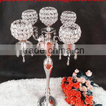 LED light party and wedding decorations new design crystal and acrylic flower stand wedding table