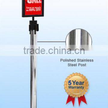 Polished Retractable Barrier with Black Sign Holder