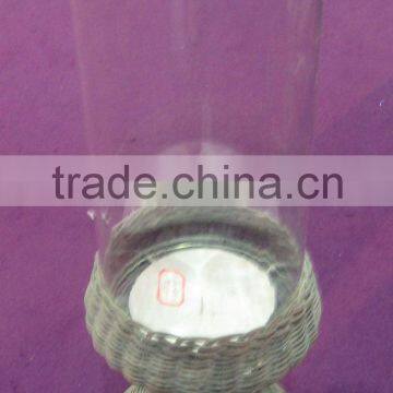 rattan and glass candle holder