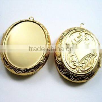 30x40mm Gold Plated Brass Oval Big Bezel Tray Setting Photo Locket Pendant Charm DIY Supplies 1126005