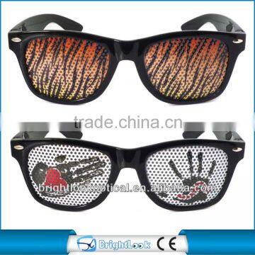 2014 Hot Sell Funny Glasses With Custom Logo Pinhole Printing On Pinhole Sticker Lens Funny Glasses (BSP2836)