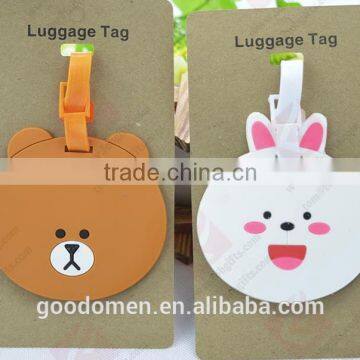 wholease custom bulk plastic soft pvc silicone rubber reflective id card animal loop strap shape travel hotel hang luggage tag