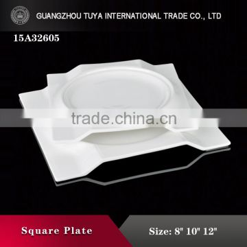 Special shape white customized square and round ceramic dinner plate