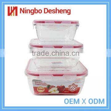 Eco-friendly 3pcs PP Airtight Keep Fresh Plastic Lids Food Storage Container Set