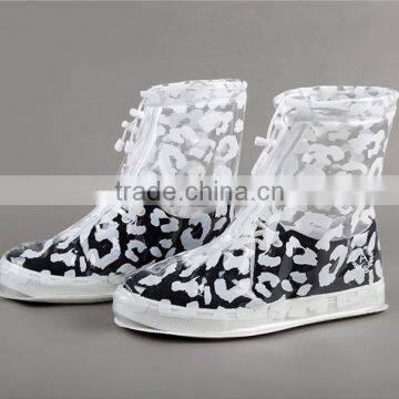 with white flower printing transparent plastic shoes cover