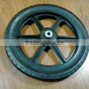 14x1.75" semi-pneumatic rubber wheel with plastic wheel rim