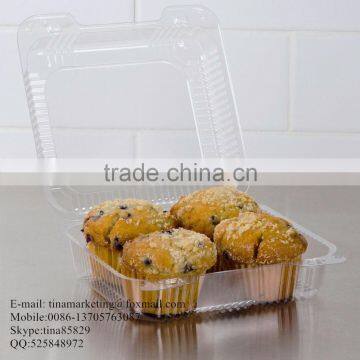 Square Clear Hinged Clamshell Type Plastic StayLock Medium Food Container for Salad, Muffins, Cake, Pastry and Fruit Packaging photo-2