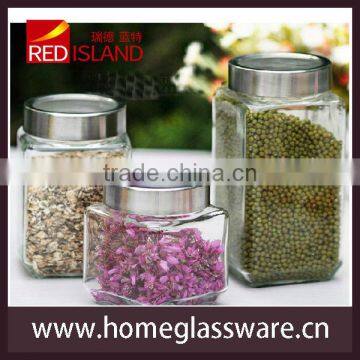 square storage glass jar with screw lid