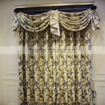 French Style Living Room Embroidered Pleat Blackout Ready Made Curtains with Valance