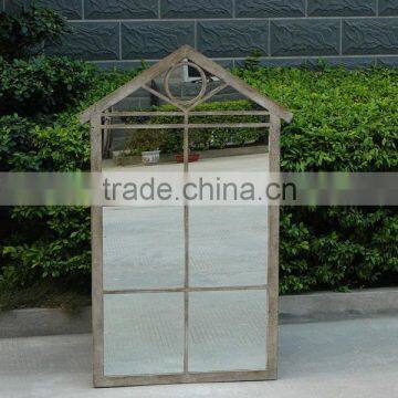 Metal frame antique window mirror