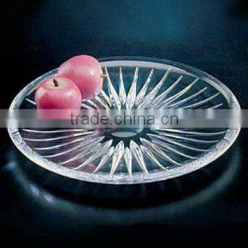 crystal glass fruit plate engraved flower