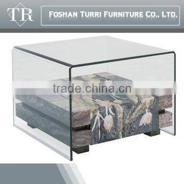 KD236C Fashion Marble Glass Coffee Table Sets Little Square Coffee Table photo-2
