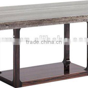 Luxury Austere Natural Marble Top Wooden Base Console Table photo-2