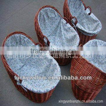 Different sizes willow baby basket with liner & handle