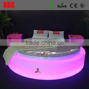 New design LED lighted oval bed luxury Circle shape hotel bed with LED lighting