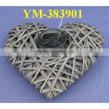 large wicker heart candle holder