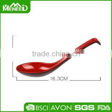 16.3cm Restaurant black and red soup spoon, two tone melamine spoon kitchenware