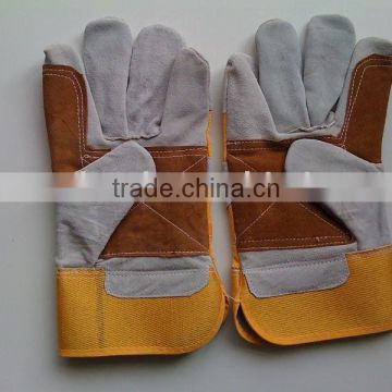 China oem reinforced Palm Cow Split Leather with Pasty Cuff for Welding working glove