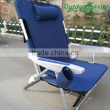 Navy Blue Aluminum Folding Backpack Chair With Plastic Armrest photo-3