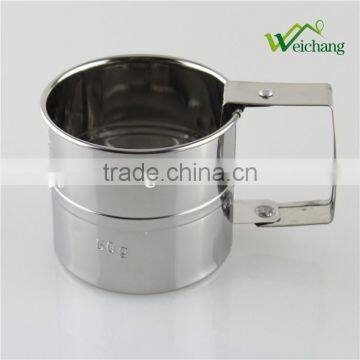 WCTS071A Stainless Steel 3-Cup Flour Sifter with Lid and Bottom Cover