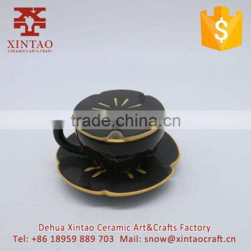 Coffee House Used Ceramic Coffee Cup and Saucer With Handle photo-2