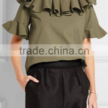 Pictures of girls cotton tops 2016 neck design fashion crop top HST3762