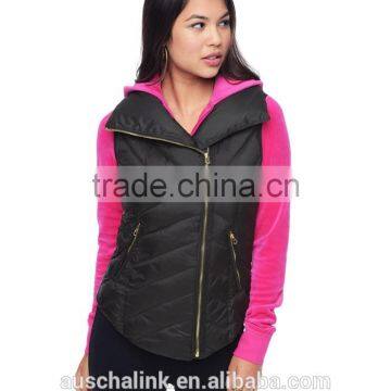 2016 hot sale girls curved front hem quilted puffer vest