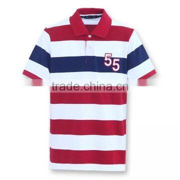 Young Striped School Uniform Colorful Polo Shirt Designs Polo T-shirts 100% Cotton photo-3