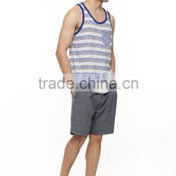 Mens Slub Striped in Bulk Vests With Pocket Wholesale photo-3
