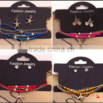 Hot selling starfish charm custom charm seed bead multi-strand bracelets earrings set from Yiwu factory