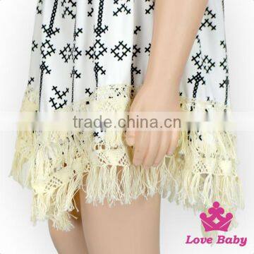48BQA142 Lovebaby FAUX SUEDE Fabric Printed Kinds Of Pattern Sleeveless With Gilrs Accessory Tassel Dress photo-5
