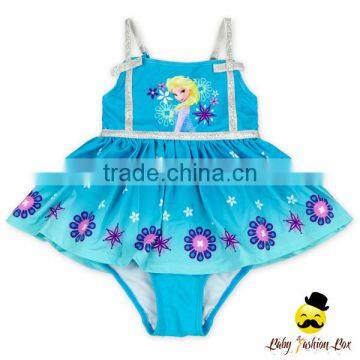 Children Cartoon Character Snow Strap Kids Beach Little Girl Modeling One Piece Swimwear Dress Clothes photo-2