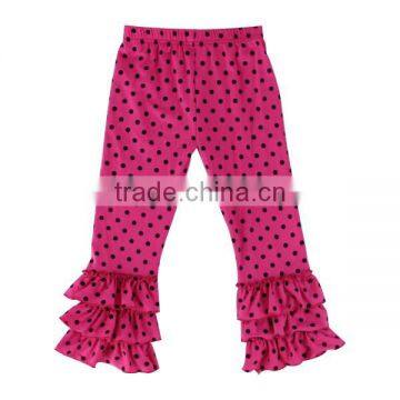Kids Girls Polka Dot Pants Girls Triple Ruffle Leggings Cotton Full Length Fall Pants photo-4