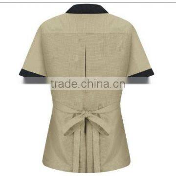100% Polyester Stylish Cut and Variety of Colors Short Sleeve Housekeeping Uniform Set photo-3