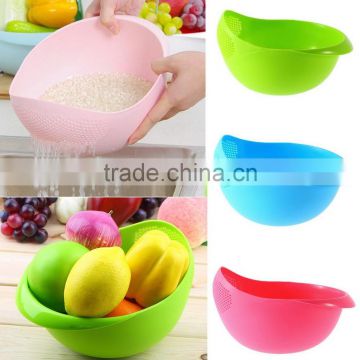 2017 New Practical Creative Fashion Plastic Wash Rice Colander Strainer Sieve Bright Kitchen Plastic Drain Vegatable Basket