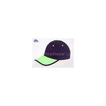 Plain 6 Panels Cotton Golf Custom Baseball Caps With Fluorescent Green Binding Peak