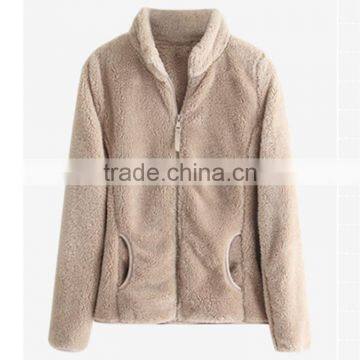 Autumn winter warm fleece women's coat for sale with low price